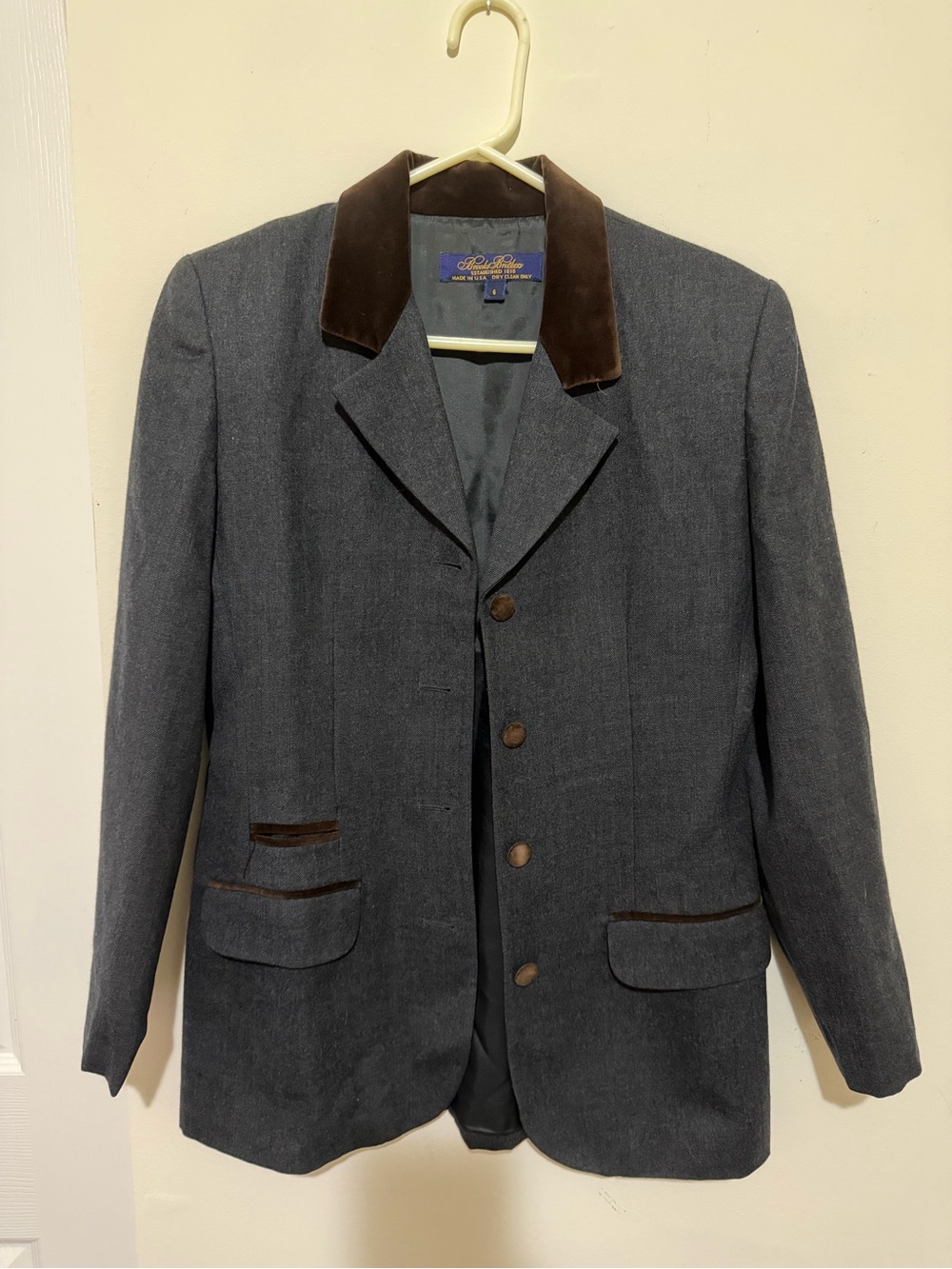 Brooks Brothers Charcoal Sport Coat with Brown Velvet Collar